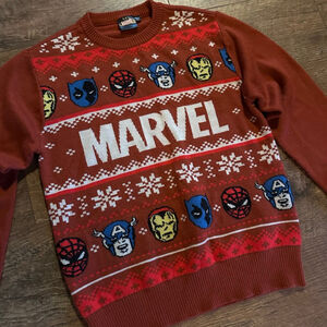 Kids Marvel Red White Crewneck Sweater L